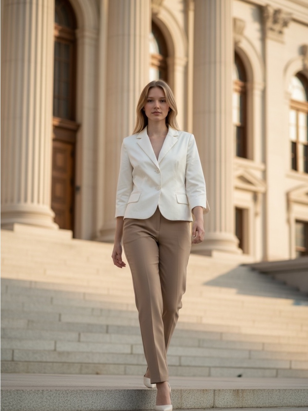 Worthington Cream Women's Two-Button Blazer